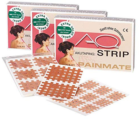 AQ-Strip® Premium Cross Tape | Gittertapes Gitterpflaster Kinesiologie Pflaster Akupunktur| Ideal gegen Schmerzen | Typ A B C | versch. Farben (Rot, Typ A - 20 Blatt a 9 Pflaster)