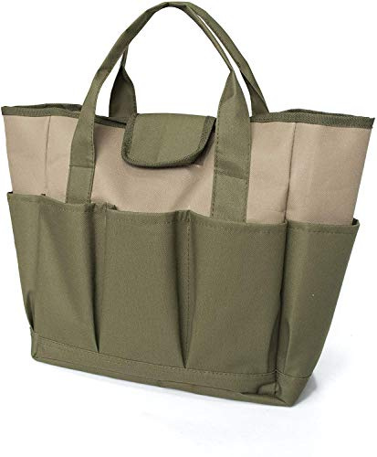 Namvo Garden Tool Kit, Gran Bolsa de Mano para jardín con múltiples Bolsillos para Kit de Herramientas de jardinería, Bolsa de Herramientas de jardín (Verde + Caqui)