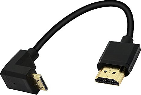 PNGKNYOCN Câble de connecteur haute vitesse mini HDMI mâle à angle droit de 15 cm vers HDMI 2.0 mâle 9 prend en charge 4k @ 60HZ(black up)