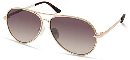 GUESS Women's Aviator Sunglasses Gold Pilot Metal Frame