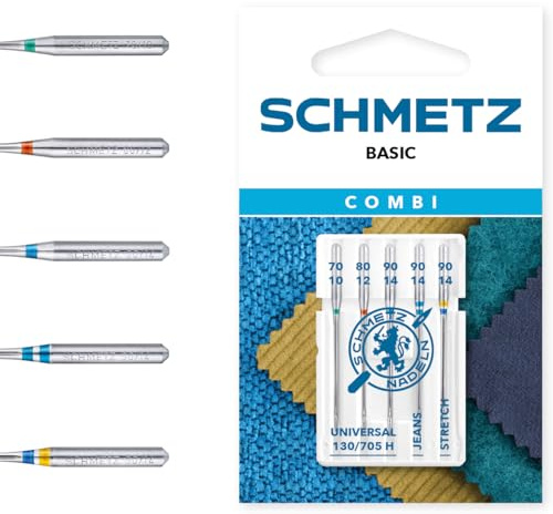 SCHMETZ | Combi-Box Basic | Sortierung | 5 Nähmaschinennadeln | 130/705 H VVS | Universal / Jeans / Stretch