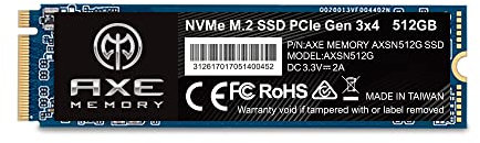 AXE MEMORY 512GB NVMe M.2 2280 PCIe Gen 3x4 Internal SSD Solid State Drive