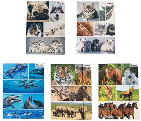 Mappe Sammelmappe Heftmappe Zeichenmappe Dokumentenmappe DIN Jurismappe A4 Kinder Motive Tiere Ordner (5 x Tiere)