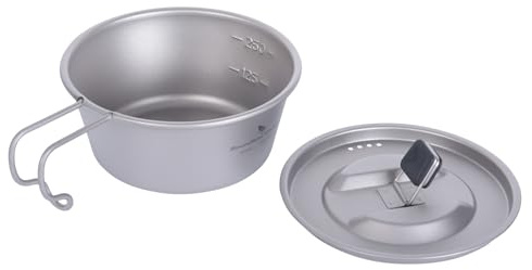 iBasingo 100% Pure Titanium Camping Bowl with Lid 350ml Ultralight Non-Toxic & Odourless Bowl with Hanging Handle for Backpacking, Hiking & Mountaineering Ti1097T