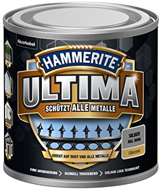 Hammerite Ultima Glänzend, Metallschutzlack, Silber RAL9006, 750ml