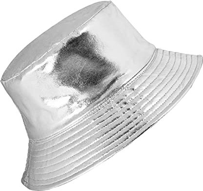 Eigso Unisex modischer Wilder Camping-Bucket-Hut Sonnenschutz flexibel faltbar leicht pelziger Fischer Metallic-Finish (Silber)