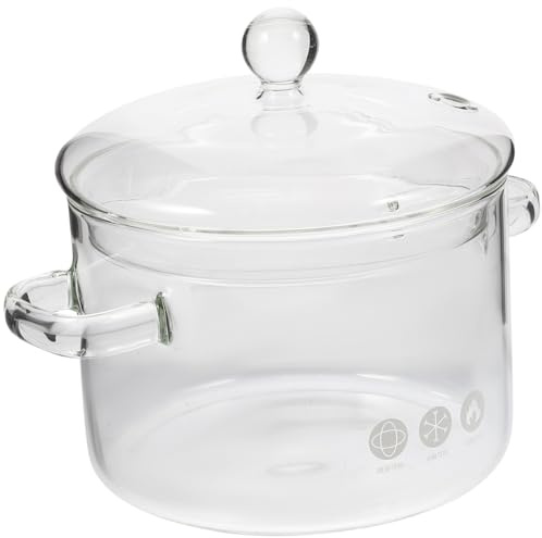 ERINGOGO Hitzebeständiger Glastopf Mit Deckel 1500Ml Borosilikatglas Ideal Für Ramen Suppen Mikrowelle & Ofen Transparenter Kochtopf Für Gesunde Zubereitung