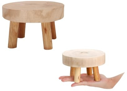 AOTISBAO 14 cm Kleiner Massivholz-Garten-Pflanztopf-Erhöhungsständer Displayständer Blumentopfhalter Innen Runder Pflanzenständer für Innen Außen Terrasse Garten (Mini-Modelle)