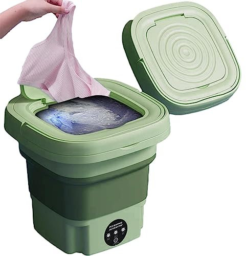 pologmase Lavatrice Portatile|Mini Lavatrice Pieghevole|Mini Lavatrice Portatile con Centrifuga|Piccola Lavatrice Efficiente|Piccola Lavatrice con asciugatrice per Campeggio, Viaggi, Camper, Verde