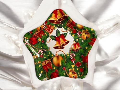 Vassoio natalizio a forma di stella con stampa Natalizia, Vassoio per dolci natalizio, Centro tavola natalizio, Piatto da portata natalizio, stella da 35cm