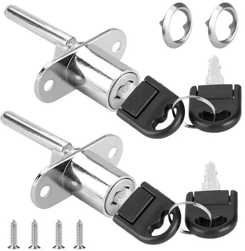 ZiYuya 2PCS Bolzenschloss Kabinettschlösser mit Schlüsseln anders, Schubladenschloss, Schreibtisch Schloss, Schrank Schloss Schließfach, Datei Plunger Schiebetürenschloss Möbelschloss (Silber)
