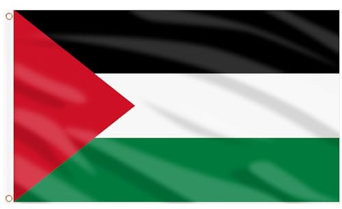 AhfuLife Grand Drapeau Palestine 90×150cm, 2Pcs Drapeau Palestinien Double Face avec œillets en Laiton en Polyester pour Fête de l'Indépendance Nationale, Jadin Bar Décor
