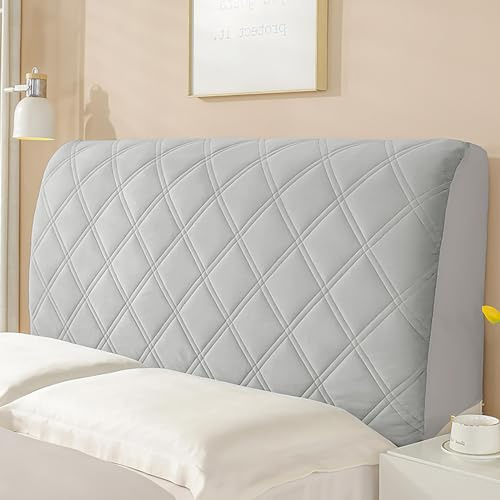 PRELGOSP Bett Kopfteil Bezug, Stretch Bettkopfteil Hussen, All-Inclusive Kopfteilbezug Staubdicht Abdeckung für Gepolsterte Schlafzimmer Kopfteil,Light Grey,120cm