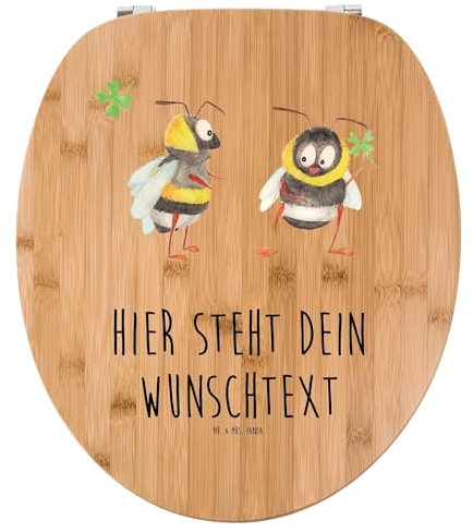 Mr. & Mrs. Panda Personalisierter WC Sitz Motiv Bienen Paar - Personalisierte Geschenke, Toilettensitz, Klodeckel, Klobrille, Mitbringsel, Hochzeitstag, Geschenk für Frauen, mit Namen, Valentinstag