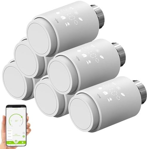 revolt Heizung Thermostat Smart: 6er-Set programmierbare WLAN-Heizkörperthermostate, App, Sprachbefehl (Heizkörper-Thermostat Smarthome, Heizung elektronisch, 4 v)