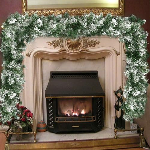 Weihnachtsgirlande, 1,8 m mit Schnee beflockt, künstliche Weihnachtsdekoration for Kaminsims, Treppe, Innen- und Außenbereich, Hochzeit, Neujahr, Urlaub, Party 244 (Color : 2pcs)