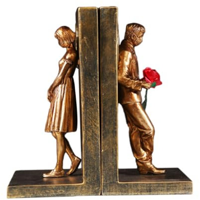 Cabilock 2stücke Buchstützen Aus Harz Modernes Design Für Regale Praktische Buchendhalter Für Büro Zuhause Bibliothek Kreatives Wohnaccessoire Goldene Banksey-pärchen-Dekoration