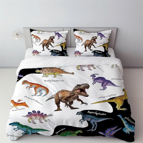 HAVOP Dinosaur Duvet Cover Set Single Size Kids Bedding Quilt Cover | Dinosaur Printed Duvet Cover, Great For Kids Boys Teens Room Decor, Matched Pillowcases, All Season Bed Set