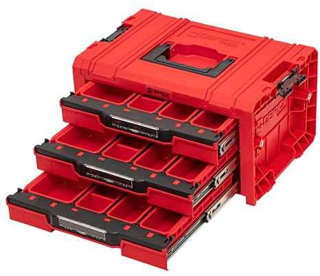QBRICK SYSTEM Malette Outils Boîtes à Outils Valise PRO Drawer 3 Toolbox 2.0 Expert RED Ultra HD Rouge 460 x 320 x 260 mm