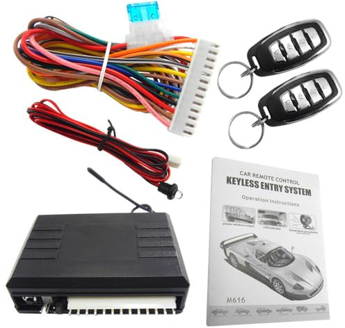 KACEPAR Vehicle Keyless Entry System Alarm System, Universal Car Remote Central Kit,Anti-theft Door Lock with Remote Controllers,Fit for 12V Cars
