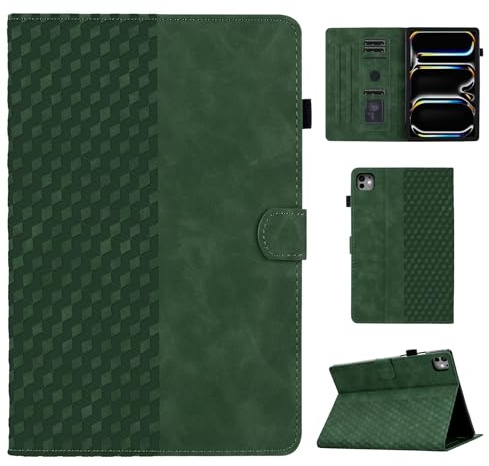 CASAFUNY Case for iPad Pro 13 Inch Case M4 2024 (7th Gen) Protective Tablet Case Multi-Angle Stand Shockproof Cover for iPad Pro 13 Inch 2024 7th Generation, Green