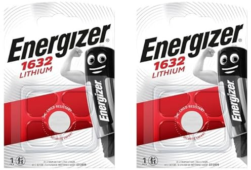 2 Pack of EnergizerCell CR1632 3V Lithium Coin Battery Button Battery, Use for Car Keys, Van Key Fobs, Scales, Toys, LED lights, etc.