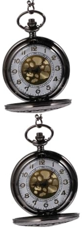 LIFKOME 2stücke Vintage Taschenuhr Mit Kette Elegante Retro-Design Präzise Mechanische Bewegung Als Für Männer Geeignet Für Besondere Anlässe Und Feierlichkeiten