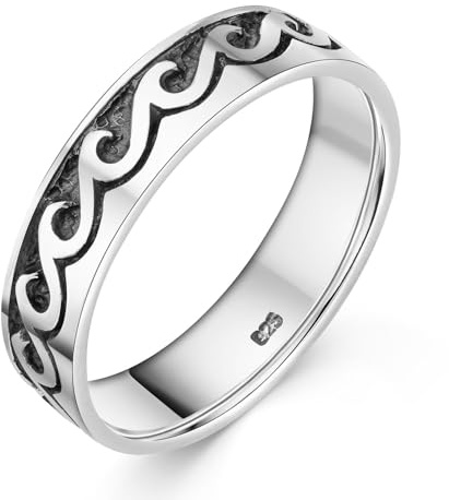 MATERIA by Matthias Wagner Ring mit Wellenmuster Silber oxidiert 925 für Herren SR-144