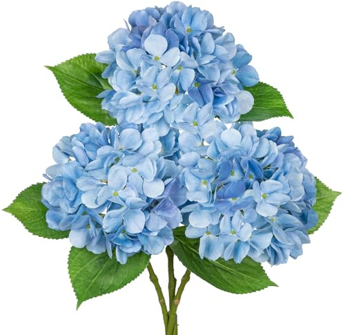 Oairse 3er-Set Künstliche Hortensienblüten Hortensien Deko Seidenblumen Hochwertig Künstliche Blumen wie echte Hortensien für Hochzeit, Zuhause, Hotel, Party, Blumenarrangement