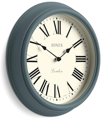 JONES CLOCKS® Venetian Wanduhr | Klassische runduhr | 30cm | Blau | Römische Zahlen | Traditionelles Design, ideal für küche, Wohnzimmer oder Schlafzimmer