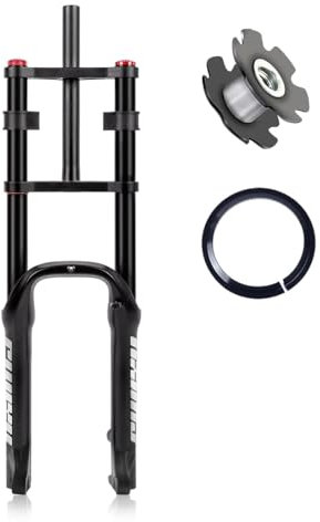 RUJIXU Fat Tire Forks BMX Luftfedergabel 20 x 4,0 Zoll E-Bike Vorderradgabel Mountainbike Gabel konisch 3,8 cm gerade 3,8 cm Scheibenbremse Reise 120 mm mit Dämpfungseinstellung QR 135 x 9 mm 2,6 kg