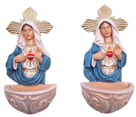 Wowser Religious Holy Water Font, Immaculate Heart Design, 5.75 Inches, 2-Pack
