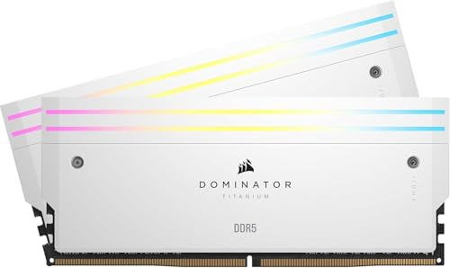 Corsair Dominator Titanium RGB DDR5 RAM 64GB (2x32GB) 6000MHz CL30-36-36-76 1.40V AMD Expo Intel XMP 3.0 Desktop-Arbeitsspeicher – Weiß (CMP64GX5M2B6000Z30W)