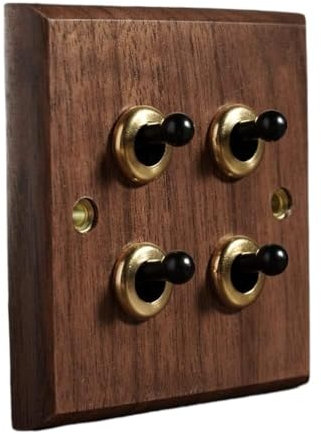 Interruptor de palanca de placa plana, Interruptor de luz oculta, interruptor de palanca de lujo, interruptor de luz de pared simple de madera maciza for el hogar, interruptor de pared hecho a mano de