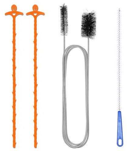 Drain Unblocker Cleaner Brush Tool - 4PCS Shower Drain Unblocker,Double Ended Nylon Pipe Cleaner Brush,Toilet Unblocker for Bathroom Toilet Kitchen Plug Hole,Reusable Rods