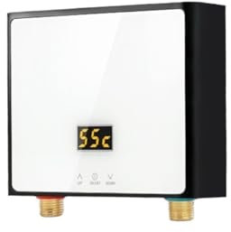 QZCX Chauffe Eau Electrique, Chauffe-Eau Instantané Salle De Bains Cuisine Mural Chauffe-Eau Électrique Affichage De La Température LCD avec Télécommande,pour Cuisine, Salle de Bain, Lavage(Blanc)