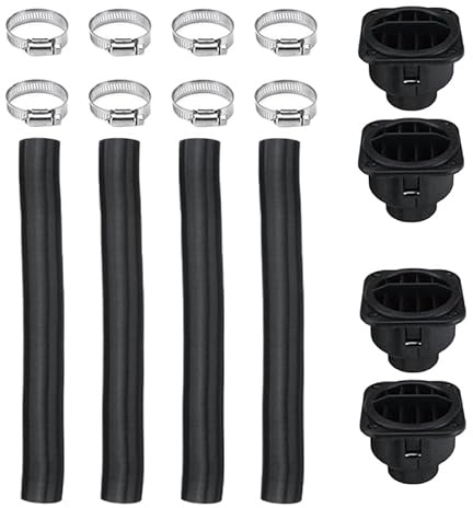 JUMPLAWN Heizungsrohr für Autos 80cm Dehnbarer Luftauslass mit 4 Stück Quadratischem Ventil 42mm Durchmesser für Standheizung Auto Lkw Boot