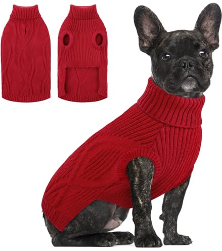 Queenmore Hundepullover für Kleine Hunde Turtleneck Hundepulli Mit Öffnung | Hundepulli Weihnachten, Dehnbar & Maschinenwaschbar, für Dackel, Malteser, Pomeranian, Französische Bulldogge, Zwergschnauzer