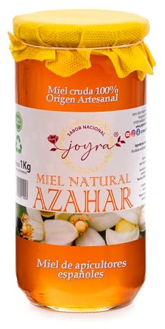 Miel Cruda de Azahar 1 Kg, 100% Pura de Abeja, Natural sin Pasteurizar | Origen español, sabor dulce y floral, sin aditivos ni mezclas, conserva polen, enzimas y antioxidantes, 27 variedades.
