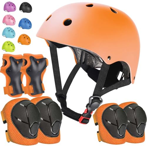 Kids Bike Helmet Set Adjustable Helmet for Ages 3-15 Kids Toddler Boys Girls Youth, Multi-Sport Bicycle Skateboarding Football Rollerskating Scooter Rollerblade Balance Bike Helmets