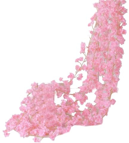 Flor de Cerezo Artificial, Enredaderas Decorativas, Flores de Primavera de Seda, decoración Elegante de Guirnalda, Plantas Florales Artificiales para jardín, Dormitorio, Boda, Fiesta, Eventos de