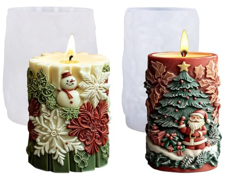 2 Stück Kerzenform Silikon Weihnachten Kerzenformen zum Gießen Silikon Schneeflocke Kerzenform Silikonform Kerze Kerzengießform Kerzen Silikonform Candle Mold Kerzen Formen für Weihnachten Deko (A)