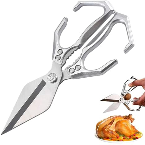 zjhukfmc Ciseaux de Cuisine pour Aliments inoxydable 2 en 1 Ciseaux de cuisine multifonctionnels et robustes avec casse-noix Multifunctional Heavy-Duty Kitchen Shears pour viande poisson