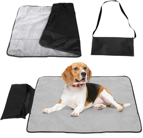 Wapasezyar Hundedecke für Unterwegs, Faltbare wasserdichte Haustier Decke Flauschig Weich Waschbar Decke für Haustier und Hundedecke Matte für Hunde Welpen Katzen Autositz 100x70cm (Schwarz)