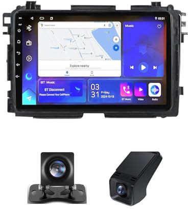9 Pollici Radio Stereo Auto HD Androide 13 per Honda Vezel HR - V HRV HR V 2015-2017 Controllo del Volante Touch Screen GPS FM RDS Telecamera Posteriore+DVR CarPlay Android Auto 4G(NF-5)