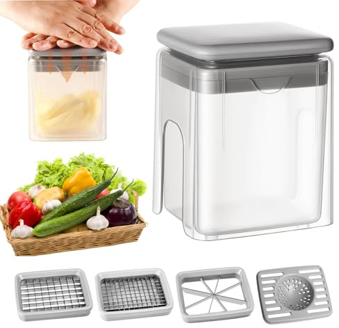 Cortador de | 4 En 1 Manual Multifuncional Cortador Con Recipiente, y Rebanador de Verduras - Para Jengibre Zanahoria Tomate Ensalada Fruta Cocina Horneado Acampada Y Fiesta