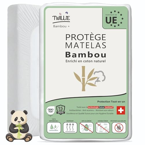 Twillie Matratzenschoner 160 x 200 Bambus – Premium-Qualität – Wasserdicht & Atmungsaktiv – Mit Naturbaumwolle, Schweizer Sanitized Anti-Milben Antibakteriell Geruchshemmend – Hergestellt in EU