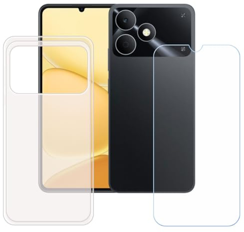 BMPNLSZ Funda para Realme Note 80 Screen Protector, Translúcido Suave Silicona TPU Canica Carcasa Caso Case + Cristal Templado Film Vidrio (6,74)