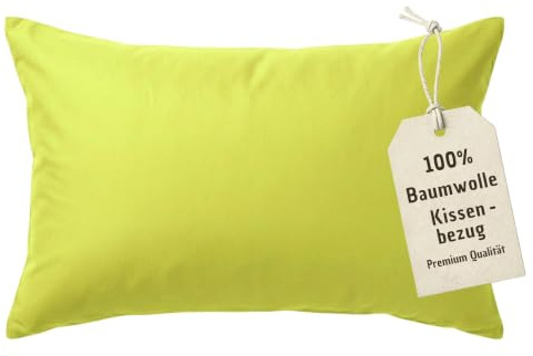 wollyflaushi Kissenbezug 60x80 cm Grün 100% Baumwolle Premium Bezug | Kissenhülle mit verdeckter Reißverschluss, Atmungsaktiv, Waschbar, Kopfkissenbezug für Kopfkissen, Sofakissen, Zierkissen