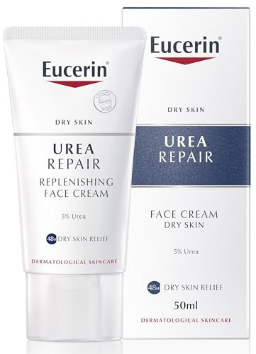 Eucerin UreaRepair Replenishing Face Cream 5% Urea 50ml, Nourishing Day Cream for Psoriasis, Skincare with Urea for Dry Skin